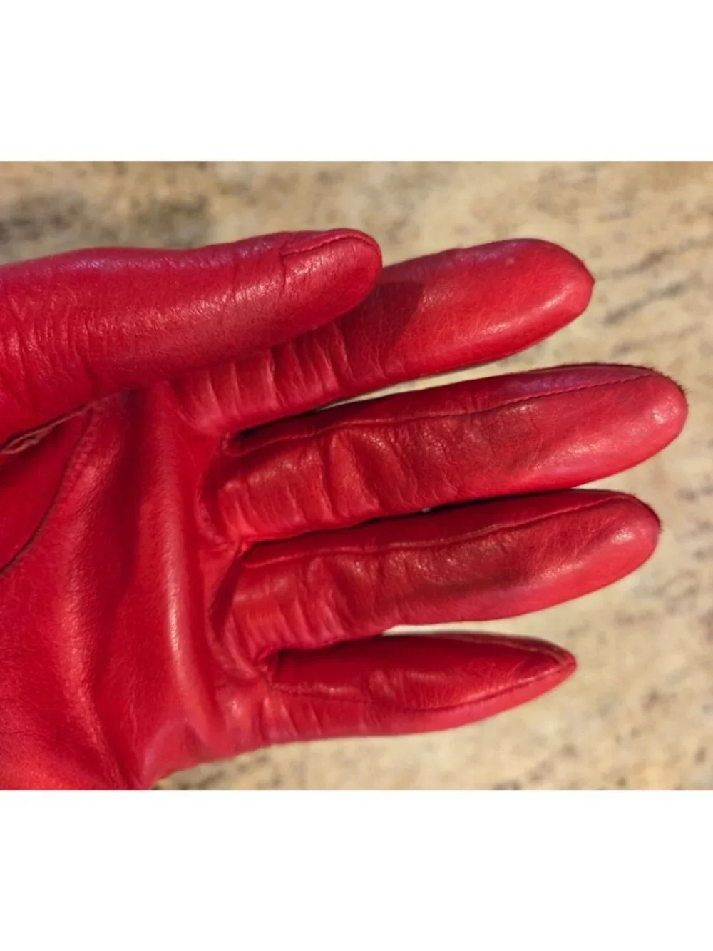 Vintage Womens Size M 7.5 Red Leather Gloves Lined Fownes